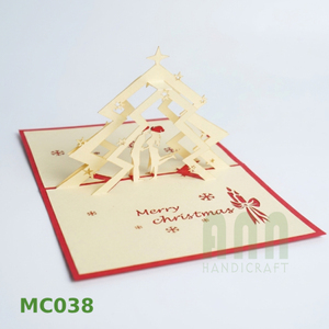 Carte de vœux artisanale personnalisée en papier européen, découpée au laser 3D, style Japandi, pour couples, avec impression par transfert thermique 'Merci' - Product Image 6