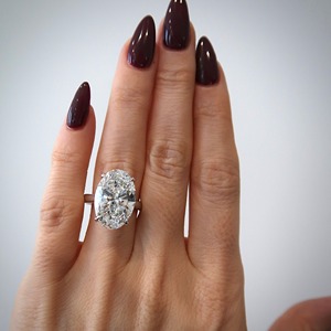 Bague de fiançailles solitaire ovale en diamant de laboratoire 8 CT – Bague en or avec diamant de laboratoire géant certifié IGI, diamant CVD - Product Image 5