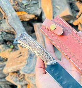 Couteau de Chef Professionnel Incurvé pour Viande, Hachoir à Viande en Acier Inoxydable avec Manche en Bois, Couteau à Découper et Trancher, Manche en Bois de Cerf Revêtu Noir - Product Image 6