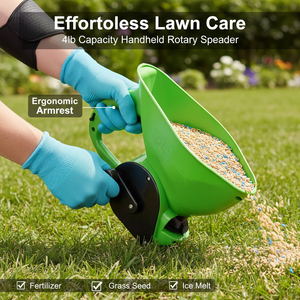Épandeur rotatif manuel en plastique avec poignée ergonomique pour l'application d'engrais et de semences en jardin Vert/Rouge OEM/ODM ODGGAD005 - Product Image 6