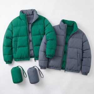 Chaqueta Acolchada Reversible para Hombre, Verde Gris, Dos Tonos, Acolchado Aislante, Abrigo de Invierno, Chaqueta Plegable para Exteriores - Product Image 6