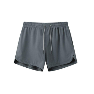 Shorts décontractés pour hommes avec cordon de serrage, couleur unie, tricotés, taille mi-haute, pour le jogging, le fitness et le sport – Noir, Gris, Rouge, Bleu marine - Product Image 6