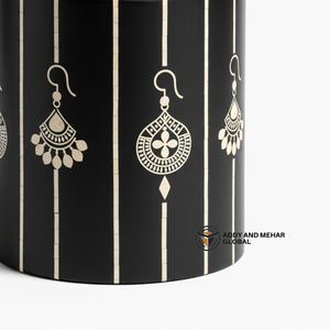 Black Floral Bone Inlay Side Table – Luxury Handcrafted End Table Modern Black Bone Inlay <b>Stool</b> Table – Floral Pattern Accent - Product Image 3