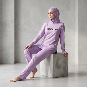 Muslimah Activewear Hoodjab Secure Head Cover Breathable Running Hoodie Top Long <b>Thumb</b> Slot <b>Cuffs</b> Customizable Artwork and Label - Product Image 1