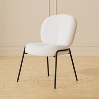 Fauteuil d'appoint en tissu Teddy bleu ciel avec pieds en métal, style minimaliste, pour salle à manger, chambre ou dressing