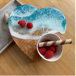 ถาดสลัดผลไม้รูปทรงหัวใจถาดเสิร์ฟทรงแปดเหลี่ยมทำจากไม้ทำจากไม้อีพ็อกซี่ทำจากเรซินวอลนัทรูปแปดเหลี่ยมใช้ทำขนมปังอาหารผัก - Product Image 1