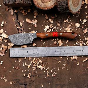 Couteau à lame fixe en acier Damas fait main Nordic Forge, fourreau en cuir, EDC, pleine lame, pour la chasse, le dépecage, le camping, bois de rose, turquoise - Product Image 2