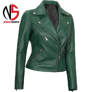 Chaqueta de Cuero para Mujer, Diseño Personalizado 2026, Nueva Moda, Cómoda, Estilo Urbano, Color Rojo, Informal, Chaqueta de Cuero Genuino para Dama - Product Image 2
