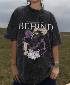 เสื้อยืดแฟชั่นฤดูร้อนผู้หญิงทรงหลวม พิมพ์ลายโลโก้ตามสั่ง ทรงโอเวอร์ไซส์ ผ้าฟอกสี โพลีเอสเตอร์คอตตอน 240 กรัม - Product Image 1