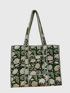 Sac fourre-tout en toile à motif floral avec design à panneaux, ouverture supérieure, style bohème, pour le shopping en toutes saisons - Product Image 3