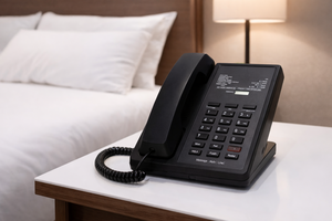 Teléfono de Escritorio Negro con Teclado y Pantalla, Material Plástico, Amenidades para Hoteles - Product Image 3