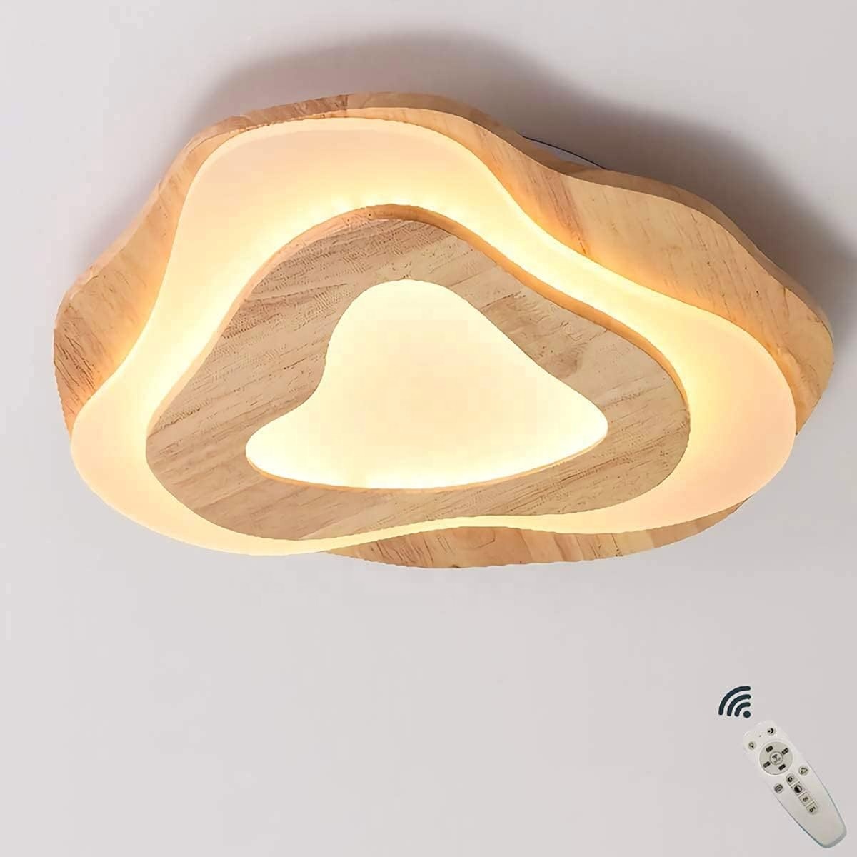 Modern LED Lighting Acrylic and Wood Ceiling Lamp Fixtures for Bedroom Living Room Study Wooden Indoor Decor LED Ceiling Light