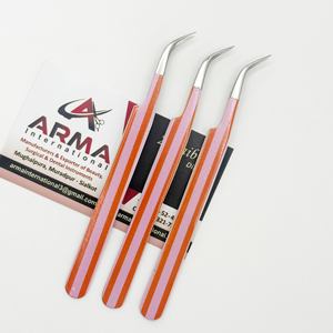 Pinzas de Aislamiento Curvas Ecológicas, de Acero Inoxidable Sostenible con Punta Lisa y Recubrimiento de Papel para Extensión de Pestañas, con Logotipo - Product Image 1