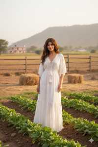 Vestido largo maxi de algodón blanco estilo bohemio, vestido de novia para playa, ropa de verano para mujer y niña, unisex. - Product Image 5