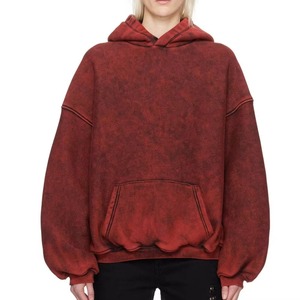 Sweat-shirt à capuche oversize pour femme, couleur unie, en molleton délavé, avec épaules tombantes et poches, pour un look décontracté d'automne - Product Image 1