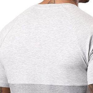 Mens Contrast Panel Jersey <b>Tee</b> <b>White</b> Grey Short Sleeve Performance Training Shirt Breathable Quick Dry Running Fitness Sport - Product Image 6
