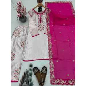 Ensemble de vêtements de fête pour femmes avec haut de travail séquentiel Plazzo Dupatta-pour les occasions spéciales - Product Image 3