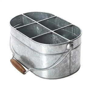 Organizador de Cubiertos de Metal Galvanizado Estilo Vintage con 4 Compartimentos y Asa para Utensilios de Cocina - Product Image 2