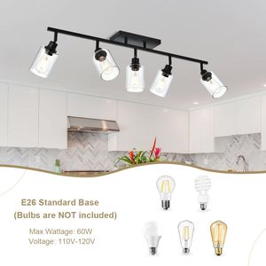 Paralume in vetro trasparente a 5 luci da bagno con luce mobile per soffitto rotante in metallo - Product Image 5