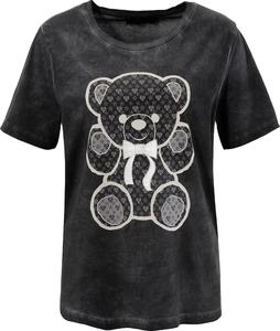 Camiseta estampada de papel de aluminio con cuello redondo para mujer, camiseta de decoración de lentejuelas bordadas con logotipo antibolitas de estilo informal de punto 100% - Product Image 1