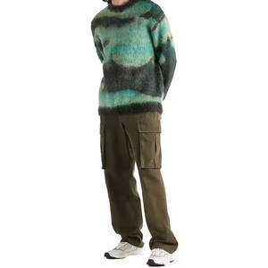 Pull en mohair et laine pour homme, look classique, de bonne qualité, respirant, brodé, couleur personnalisée, service OEM, col rond, idéal pour l'hiver - Product Image 3