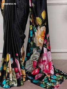 Beautiful <b>Satin</b> Silk with Digital Multi-Color Floral Print <b>Saree</b>-Set Collection Supplier from India Wholesale Supply - Product Image 3