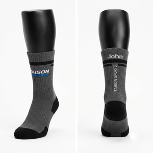 Premium 320 GSM Cotton Nylon Spandex Lacrosse Crew <b>Socks</b> Gray <b>Black</b> Custom Knitted Logo OEM - Product Image 1