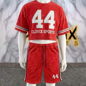 Acid Wash Short Set Men Vintage Washed T <b>Shirt</b> And Shorts Set Custom Logo Streetwear Wholesale - Product Image 2