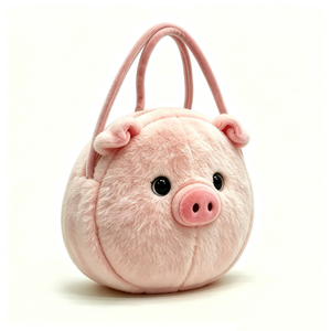 Sac à main rond personnalisé en peluche cochon rose, Sac à bandoulière en peluche cochon doux, Sac fourre-tout mignon en peluche cochon rose, Sac à poignée supérieure moelleux en forme d'animal - Product Image 1