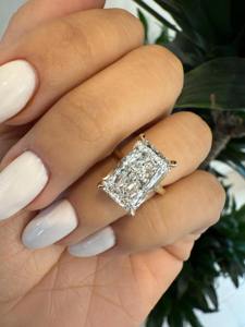 Radiant Cut Moissanite Diamond Engagement <b>Ring</b> 925 <b>Silver</b> Gold <b>Solitaire</b> plated Gemstone <b>Ring</b> for Women - Product Image 4