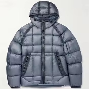 Chaqueta Acolchada con Capucha para Hombre, Color Gris, Cortavientos, Informal, para Invierno, Cierre de Cremallera, Largo Regular, Relleno 100% Poliéster - Product Image 1