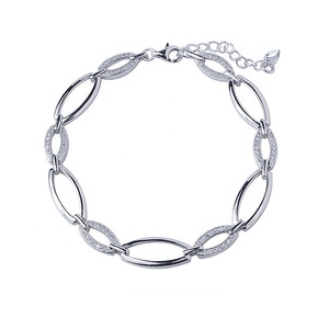 Pulsera de Plata de Ley 925 con Diamantes Personalizados de Moda Italiana, Pulsera con Dijes Minimalistas Ajustables con Piedras de Circonia Cúbica para Mujer - Product Image 5