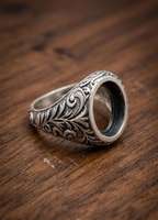 Echtes 925 Sterling Silber 18k Vergoldet 9x12mm Ovaler Filigran-Einfassungsring Halbfertiger Unisex Herrenring mit Cabochon