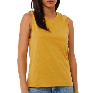 Débardeurs côtelés doux à col rond pour femmes, en coton et fibre de bambou, respirants, longueur standard, pour la course, l'entraînement et la gym - Product Image 1