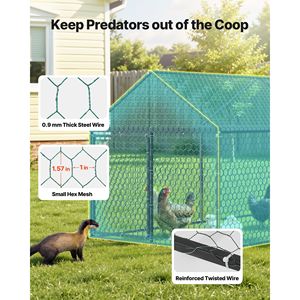 Jaula Pequeña Impermeable para Pollos, 3.3 x 9.8 x 3.3 pies, Gallinero Metálico con 3 Puertas y Techo a Dos Aguas para 6-8 Pollos, Compañero de Aves de Corral - Product Image 5