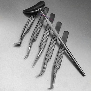 Pince à épiler de précision anti-magnétique pour extensions de cils RMI, pointe en nano-fibre, acier inoxydable japonais, marque privée, pointe en plasma noire - Product Image 2