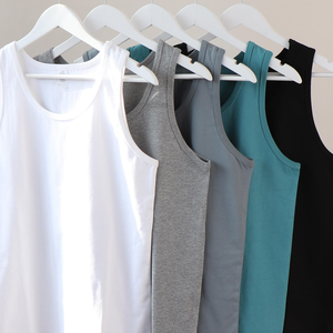 High Quality 100% Cotton <b>Men's</b> Sporty Gym <b>Vest</b> Tank Tops Custom Logo Undershirts Oversized <b>White</b> Vintage Knitted Breathable - Product Image 5