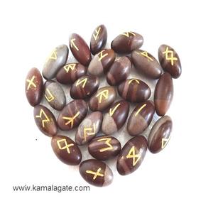 Venta al por mayor de runas de cristal grabadas de ojo de tigre, Elder Futhark talladas, piedra semipreciosa curativa de Feng Shui para artesanía. - Product Image 3