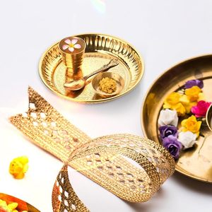 Juego de thali para pooja de último diseño, platos pequeños, cuencos, cuchara, kalash, kit ritual compacto, para culto en el templo, tamaño de viaje, decoración tradicional - Product Image 3
