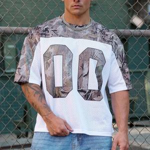 Wholesale 100% <b>Polyester</b> Lightweight Sublim Mesh Boxy <b>Tshirts</b> Double-zero Number Printing Camo Oversized Football Jersey - Product Image 4