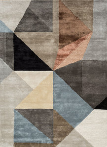 Tapis moderne abstrait géométrique rectangulaire en laine tuftée, résistant aux taches, pour salon, à poils plats, avec envers enduit de PVC, 1 pièce - Product Image 2