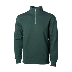 Pull en molleton noir uni confortable pour homme, col montant zippé, style habillé décontracté, idéal pour le travail, grande taille - Product Image 1