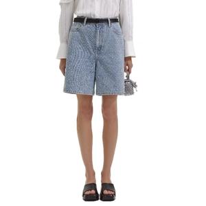 Multiple Pockets Heavyweight Loose Baggy <b>Men</b> Blue <b>Jeans</b> Shorts Vintage Washed Oxford Fabric 100% Cotton Knee Length <b>Drawstring</b> - Product Image 2