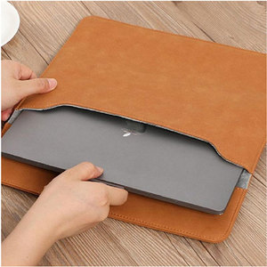 Funda para Portátil de Piel Sintética, Color Marrón Sólido, Sin Cierre de Cremallera, Compartimento para Ordenador, Estilo Casual, Unisex - Product Image 1