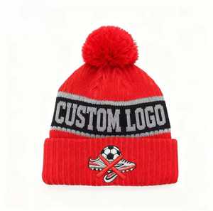 Bonnet de football personnalisé avec logo d'équipe, pompon, tricoté en acrylique chaud, brodé, pour fans de sport, idéal pour l'extérieur - Product Image 3
