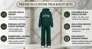 Custom Rhinestone Tracksuit <b>Zip</b> Up Hoodie Jogger <b>Sweatshirt</b> Set Winter Streetwear OEM Service - Product Image 5