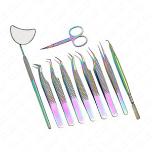 Custom 10PCS Eyelash Extension Tweezers Set Stainless Steel Precision Lash <b>Tools</b> Professional Beauty Salon Kit - Product Image 5