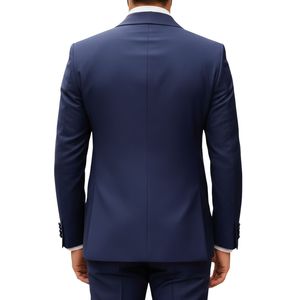 Costume homme bleu marine à double boutonnage, smoking professionnel, design personnalisé, costumes de mariage pour les mariés - Product Image 2