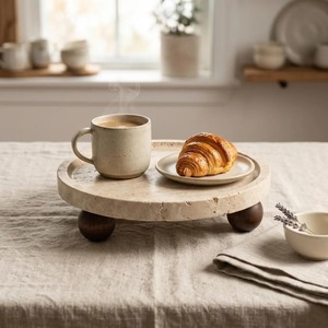 Plateau décoratif de luxe en résine travertin, fait main, moderne, en époxy, pour le petit-déjeuner, les collations, les boissons, les desserts et les articles de première qualité - Product Image 5
