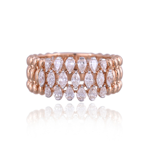 Bague large en or rose 18 carats avec diamants, bague statement en diamant marquise naturel, bijoux de luxe, bague d'anniversaire, bague de cocktail pour femme - Product Image 5
